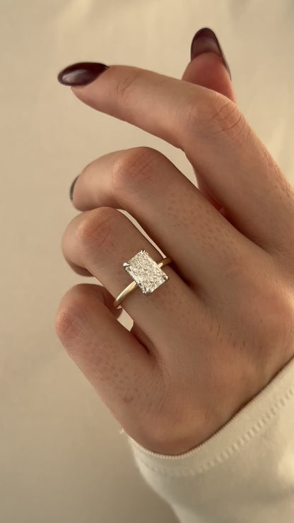 1.0-3.0 CT Radiant Cut Lab Grown Diamond Hidden Halo Engagement Ring
