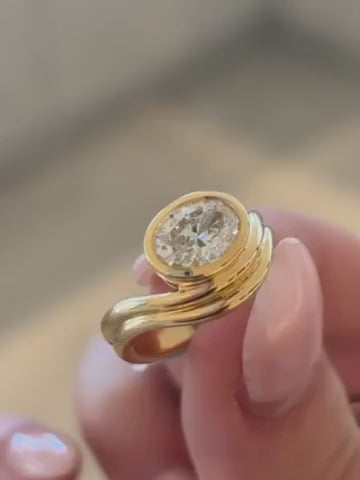 Monique- Oval Curved Signet Style Lab Grown Diamond Engagement Ring