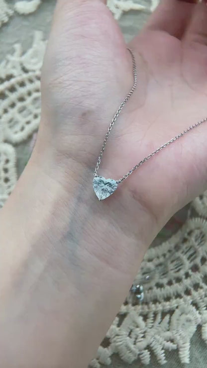 Solitaire Necklace with 1.5 TCW Heart Cut Moissanite