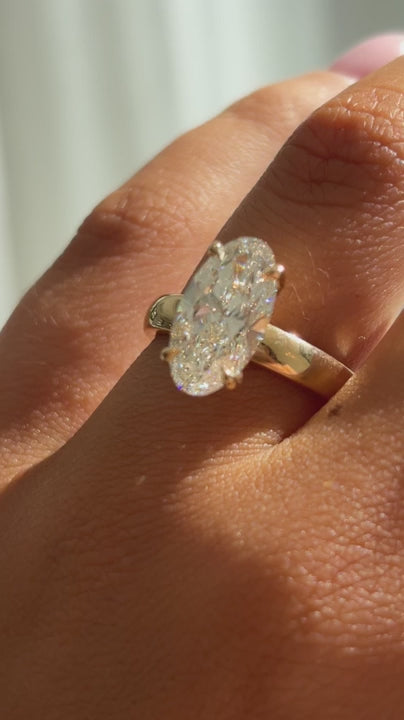 Margot- Oval Solitaire Signet Style Lab Grown Diamond Engagement Ring