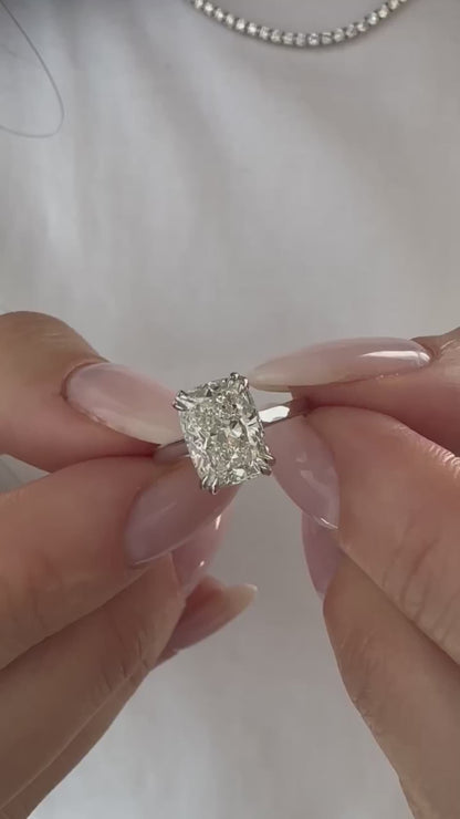1.0-3.0 CT Elongated Cushion Lab Grown Diamond hidden halo Engagement Ring