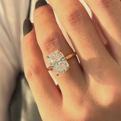 4.0-6.0 CT Elongated Cushion Lab Grown Diamond Solitaire Engagement Ring