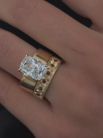 Estelle- Elongated Cushion Bold Signet Style Lab Grown Diamond Engagement Ring