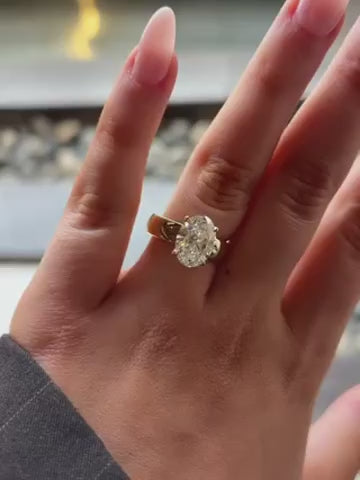 Valerie- Oval Solitaire Signet Style Lab Grown Diamond Engagement Ring