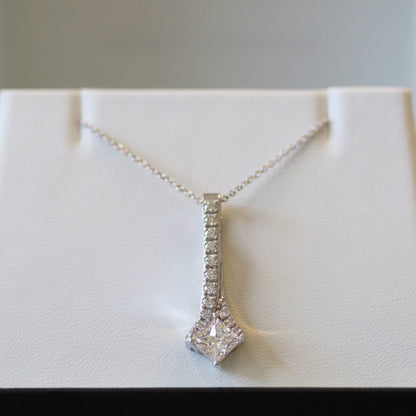 Drop Statement Necklace with 0.50 CT Princess Cut Moissanite