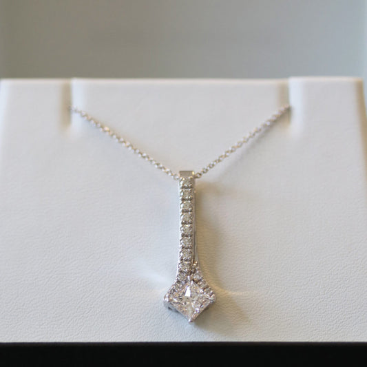 Drop Statement Necklace with 0.50 CT Princess Cut Moissanite