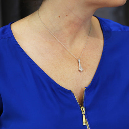 Drop Statement Necklace with 0.50 CT Princess Cut Moissanite