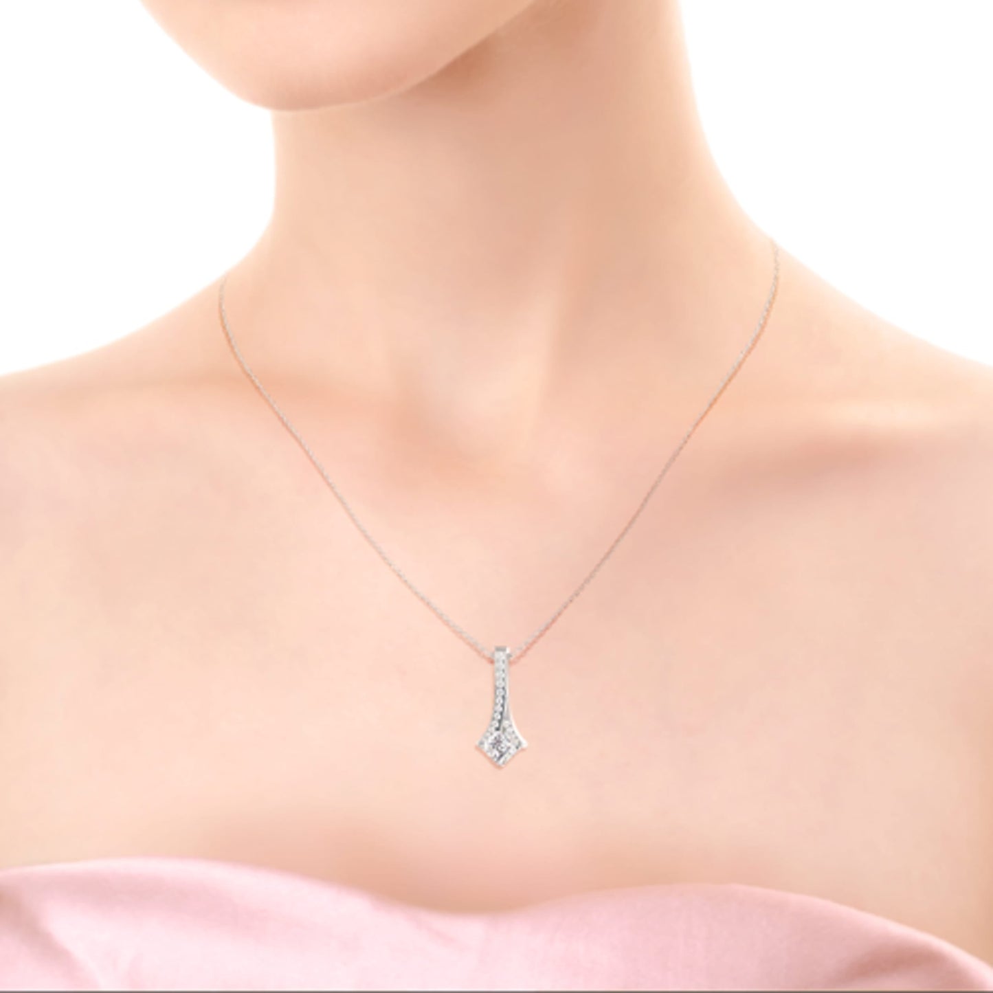 Drop Statement Necklace with 0.50 CT Princess Cut Moissanite