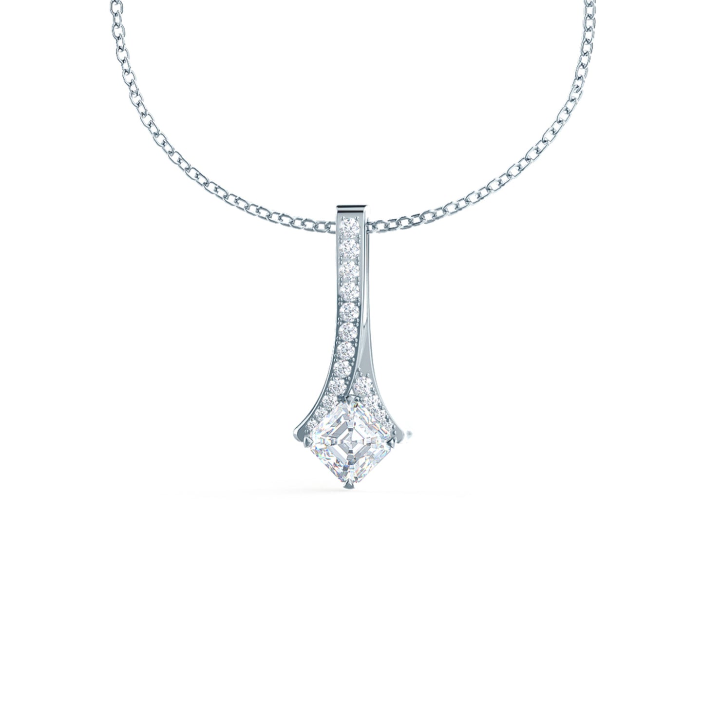 Drop Statement Necklace with 0.50 CT Princess Cut Moissanite
