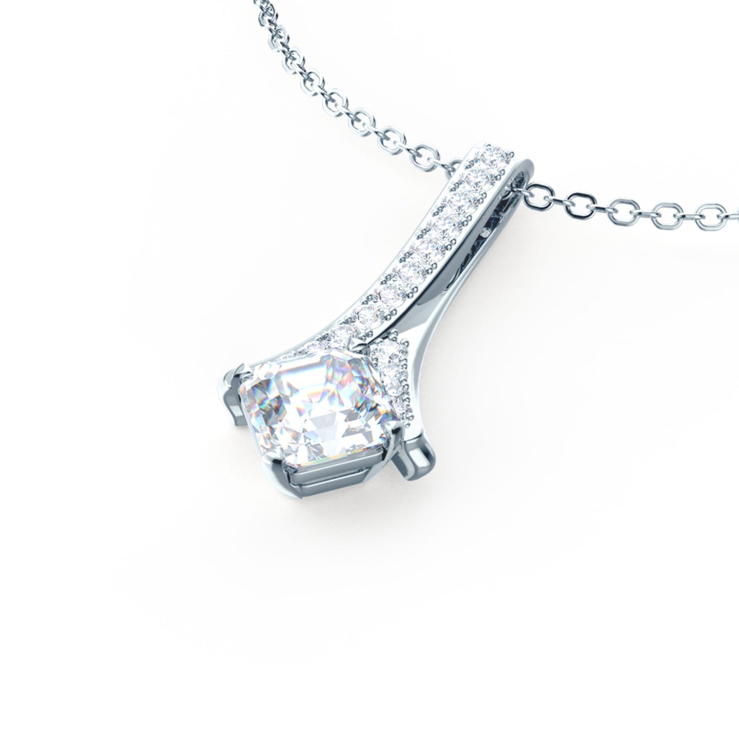 Drop Statement Necklace with 0.50 CT Princess Cut Moissanite