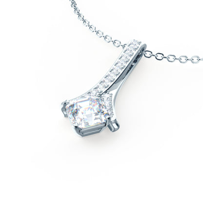 Drop Statement Necklace with 0.50 CT Princess Cut Moissanite