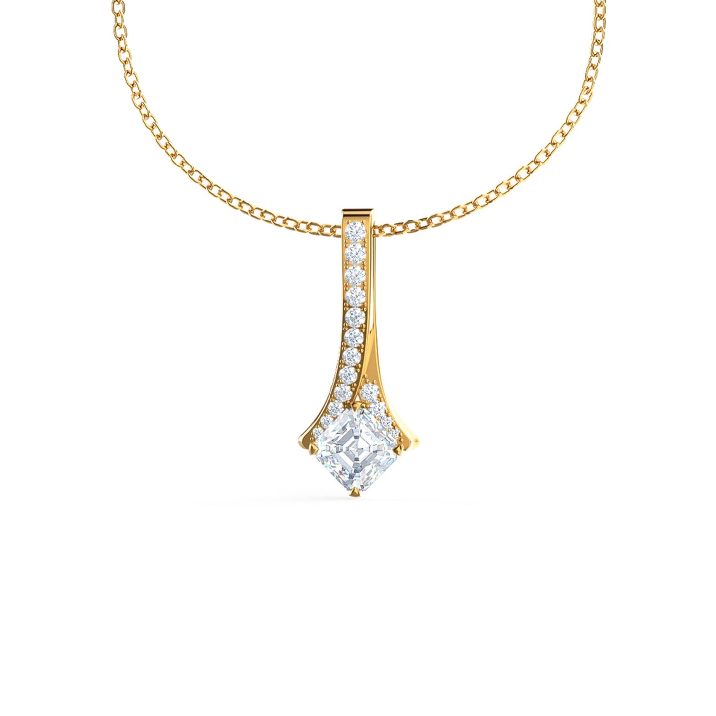 Drop Statement Necklace with 0.50 CT Princess Cut Moissanite