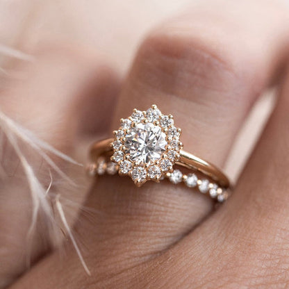 Halo Ring with 3.0 CT Round Moissanite