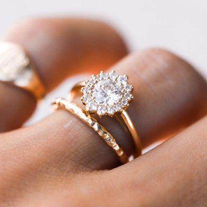 Halo Ring with 3.0 CT Round Moissanite
