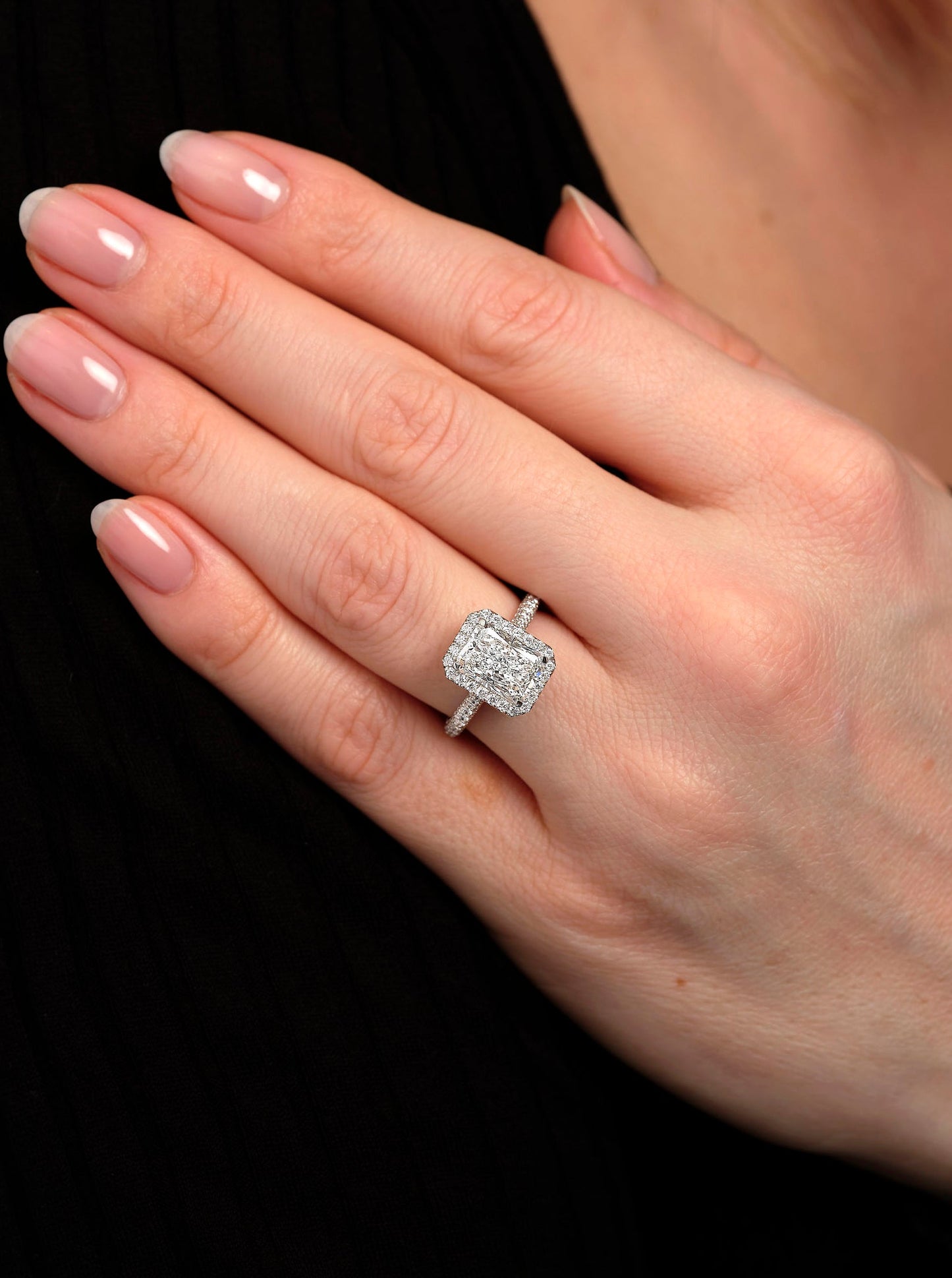 Halo Ring with 3.0 CT Radiant Cut Moissanite