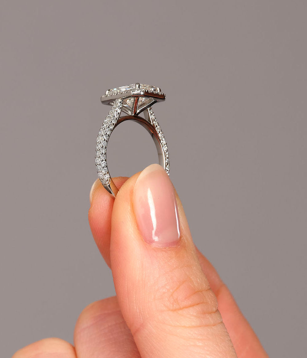 Halo Ring with 3.0 CT Radiant Cut Moissanite