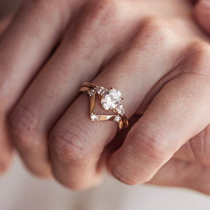 Three Stone Ring with 1.50 CT Oval Moissanite