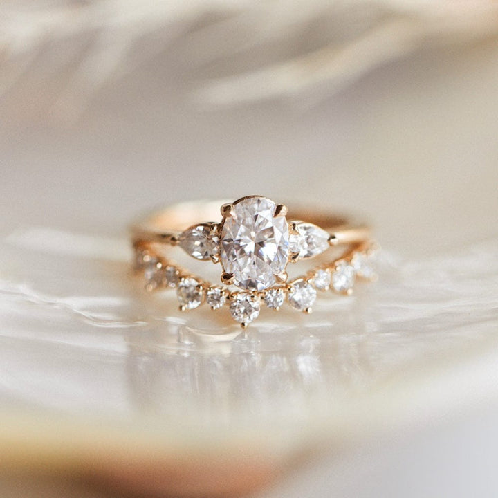 Three Stone Ring with 1.50 CT Oval Moissanite