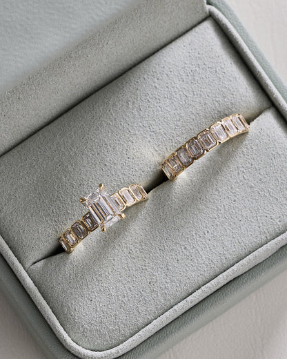 Aurelie- Emerald Half Bold Pave Style Lab Grown Diamond Engagement Ring