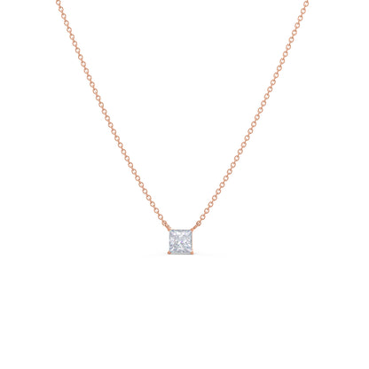 Solitaire Necklace with 0.50 CT Floating Princess Cut Moissanite