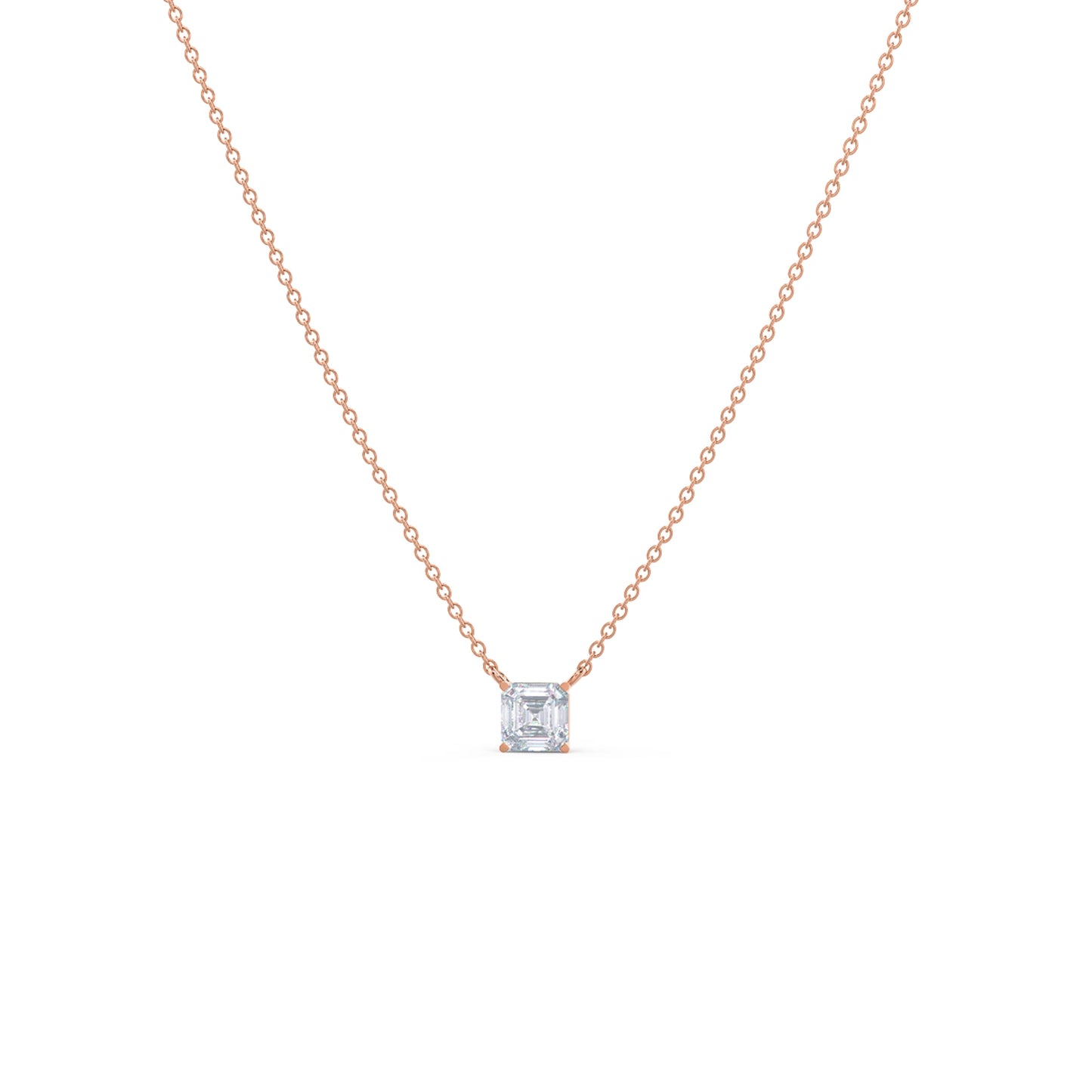 Solitaire Necklace with 0.50 CT Floating Asscher Cut Moissanite
