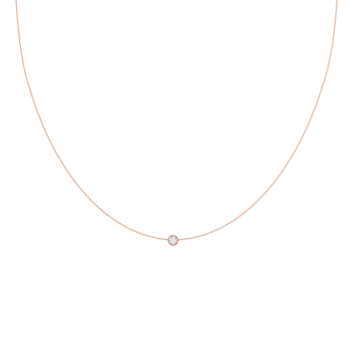 Single Bezel Necklace with 0.10 TCW Floating Cosmopolitan Round Cut Moissanite