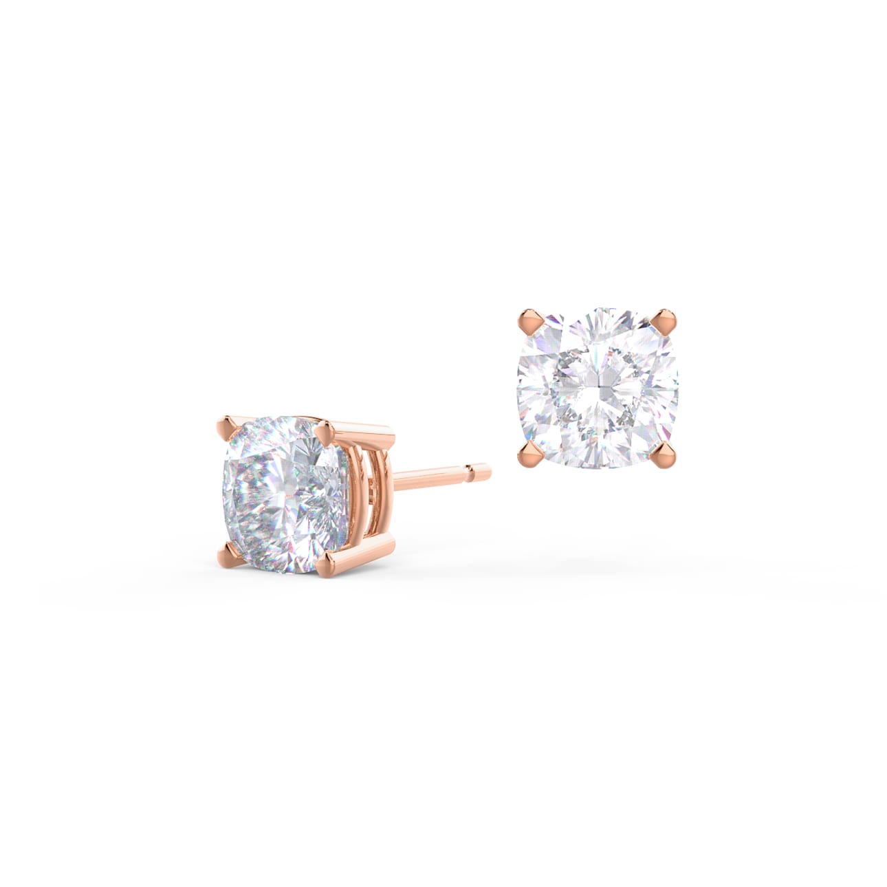 Solitaire Stud Earrings with 1.0 CT-3.0 CT Cushion Cut Moissanite