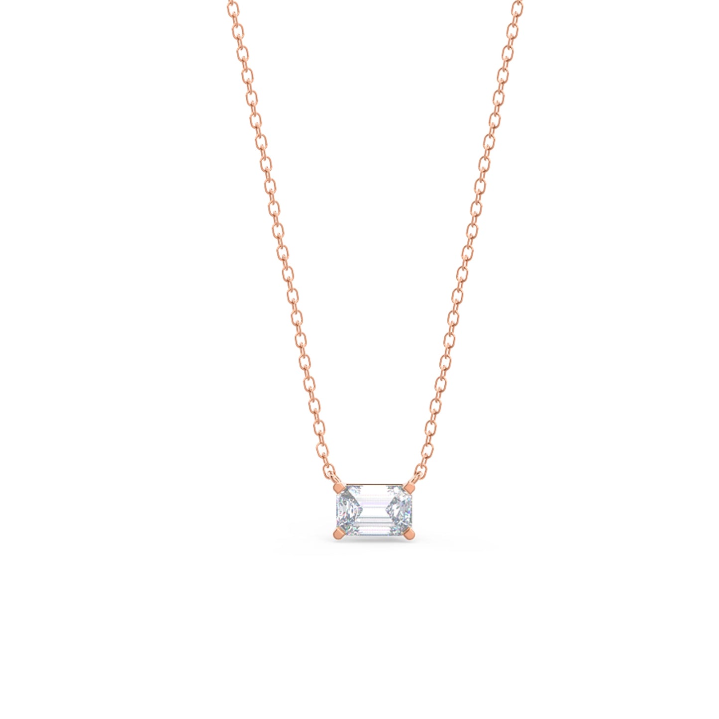 Solitaire Necklace with 0.70 CT East-West Emerald Cut Moissanite