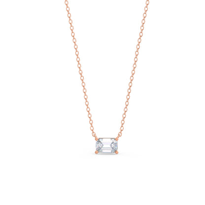 Solitaire Necklace with 0.70 CT East-West Emerald Cut Moissanite