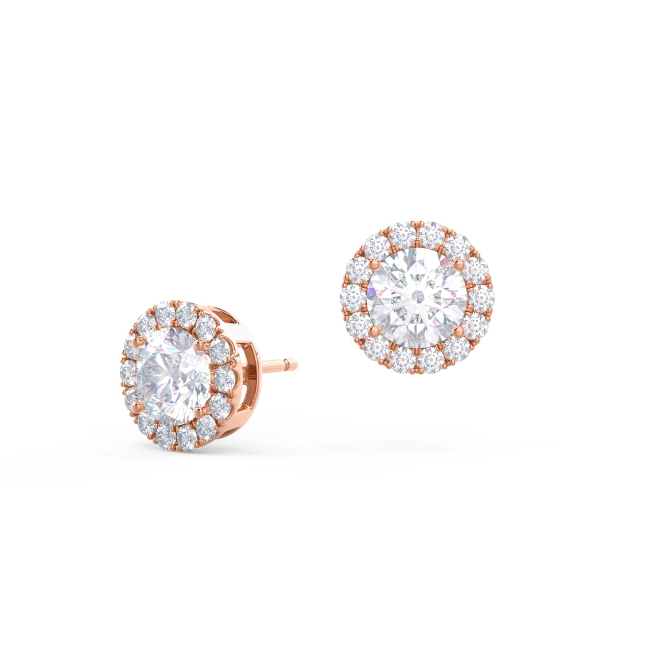 Halo Stud Earrings with 0.85 CT-1.85 CT Round Cut Moissanite