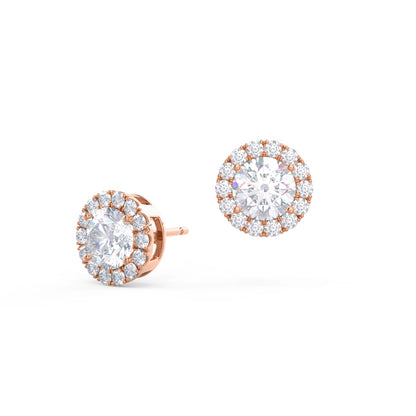 Halo Stud Earrings with 0.85 CT-1.85 CT Round Cut Moissanite