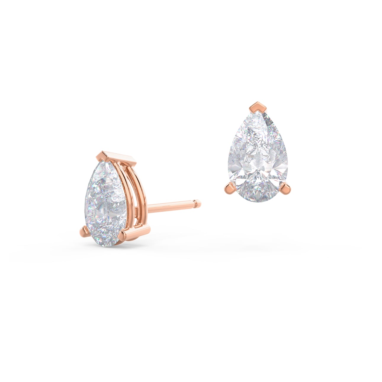 Solitaire Stud Earrings with 1.0 CT-3.0 CT Pear Cut Moissanite
