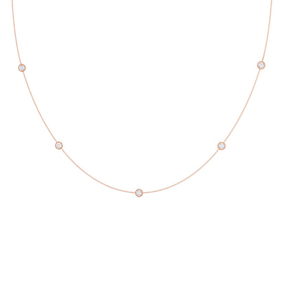 Five Bezel Necklace with 0.25 TCW Floating Cosmopolitan Round Cut Moissanite
