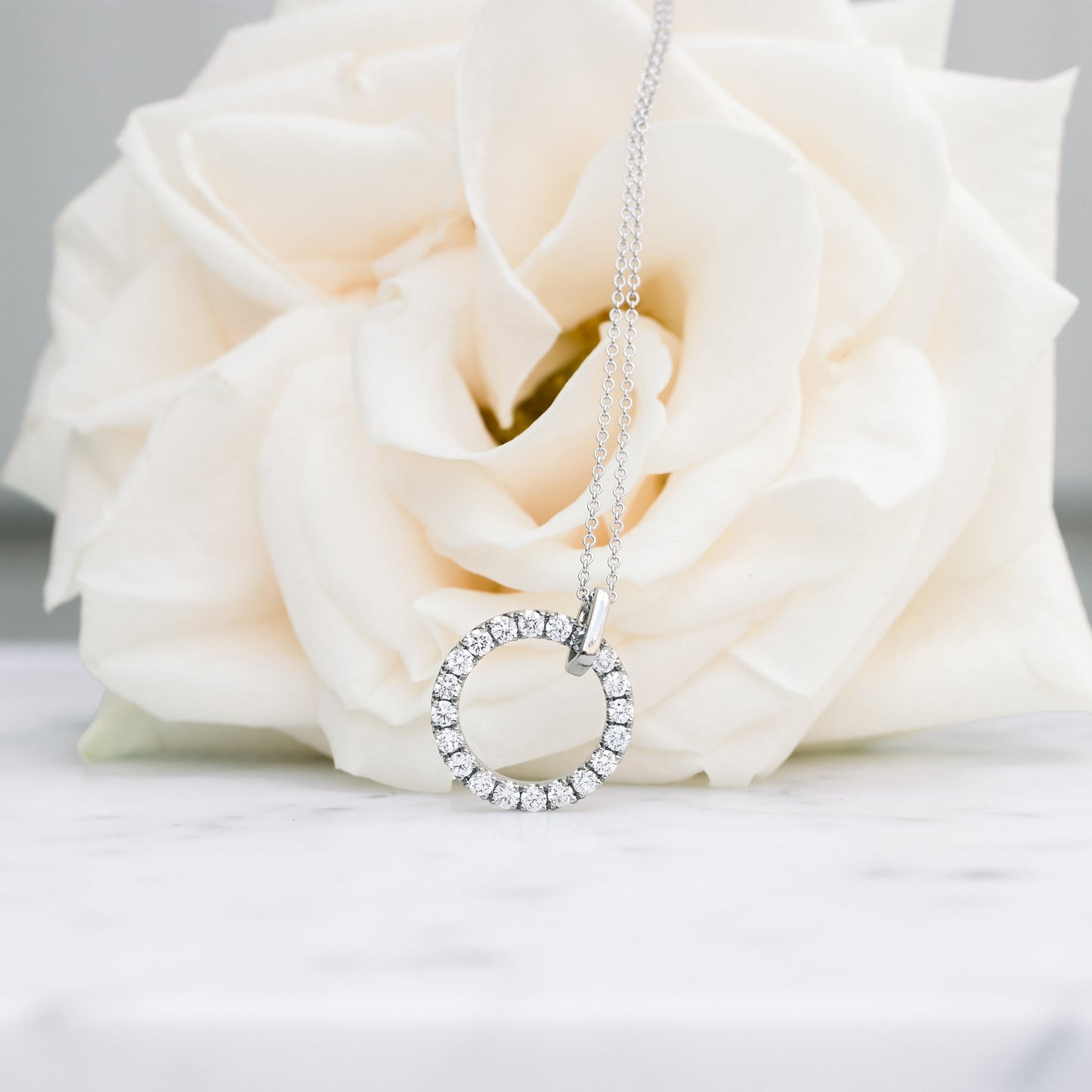 Open Circle Necklace with 0.25 TCW Round Cut Moissanite