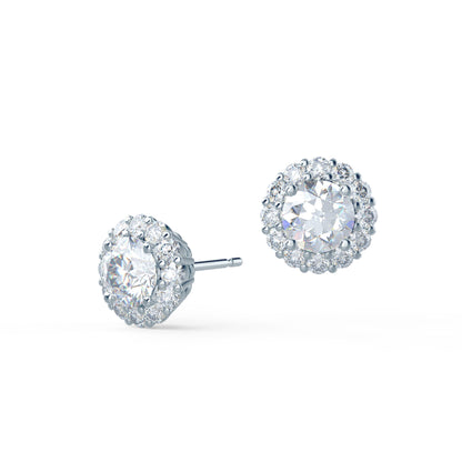 Halo Stud Earrings with 2.50 CT Round Cut Moissanite