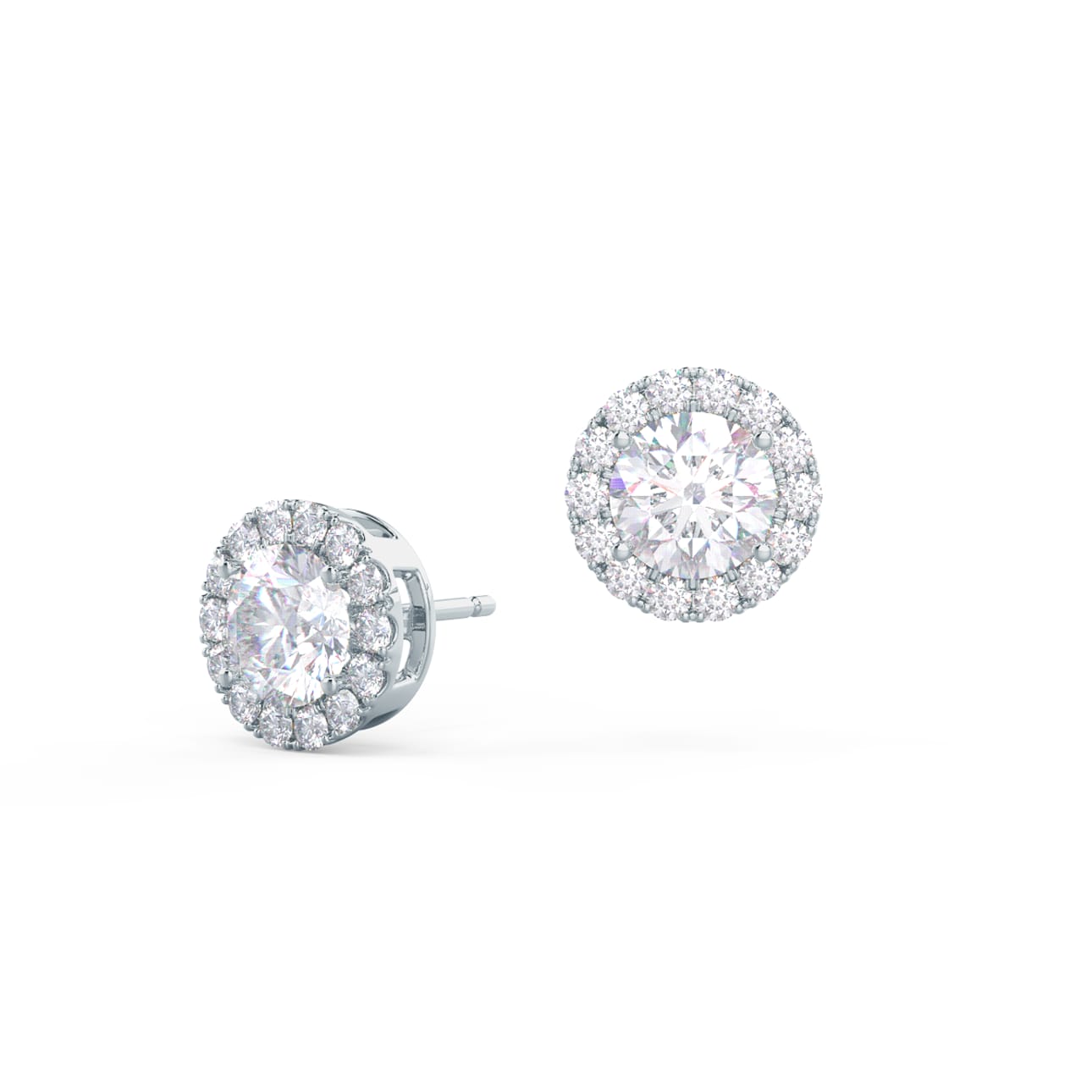 Halo Stud Earrings with 0.85 CT-1.85 CT Round Cut Moissanite