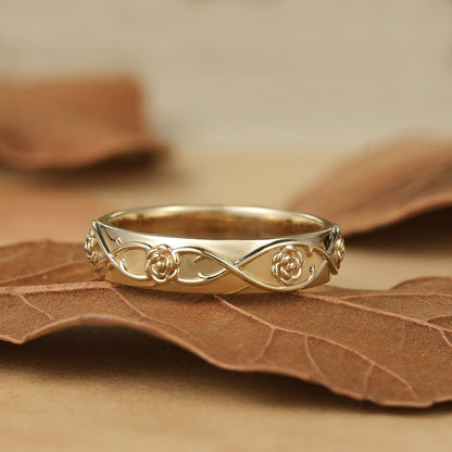 Tow Tone Vine Inspired Men's Wedding Band