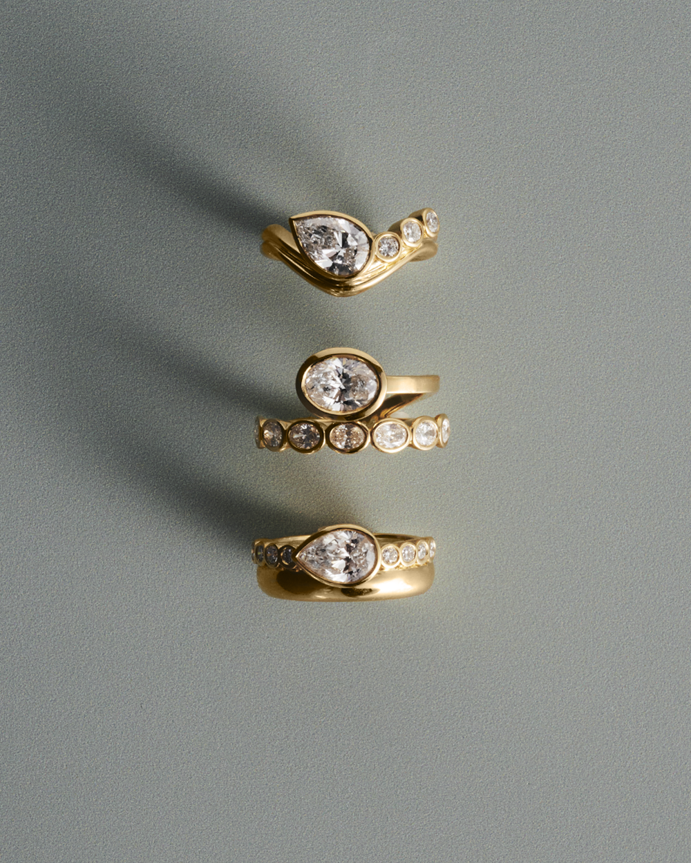 Nadine- Pear Attach Double Band Style Lab Grown Diamond Engagement Ring