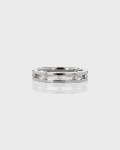 0.30 TCW Round EF-VVS Diamond Double Wedding Band