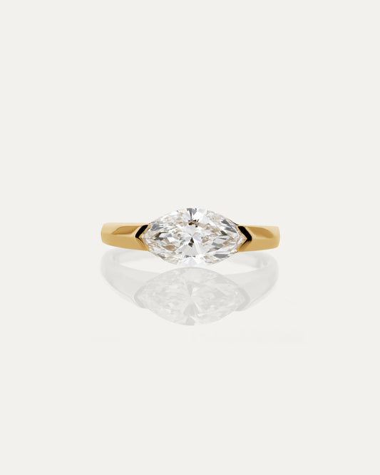 1.0 CT Marquise CVD Diamond Unique Style Engagement Ring