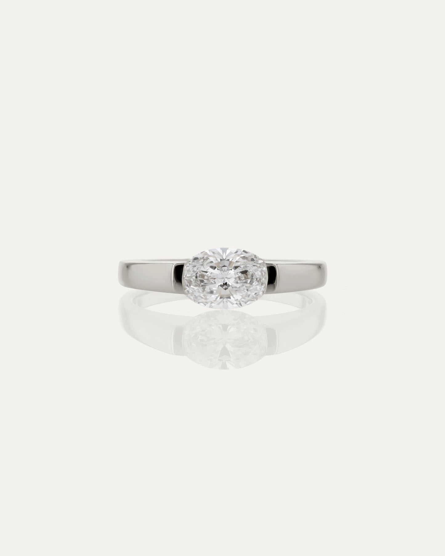 1.0 CT Oval CVD Diamond Unique Style Engagement Ring