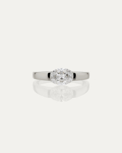 1.0 CT Oval CVD Diamond Unique Style Engagement Ring