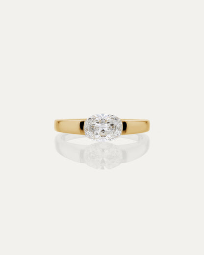 1.0 CT Oval CVD Diamond Unique Style Engagement Ring