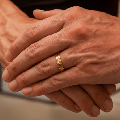 Arielle- Sculpted Ridges Men's Wedding Band