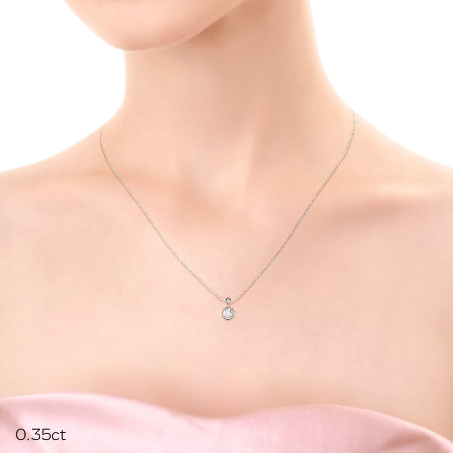 Single Bezel Necklace with 0.35 TCW Cosmopolitan Round Cut Moissanite