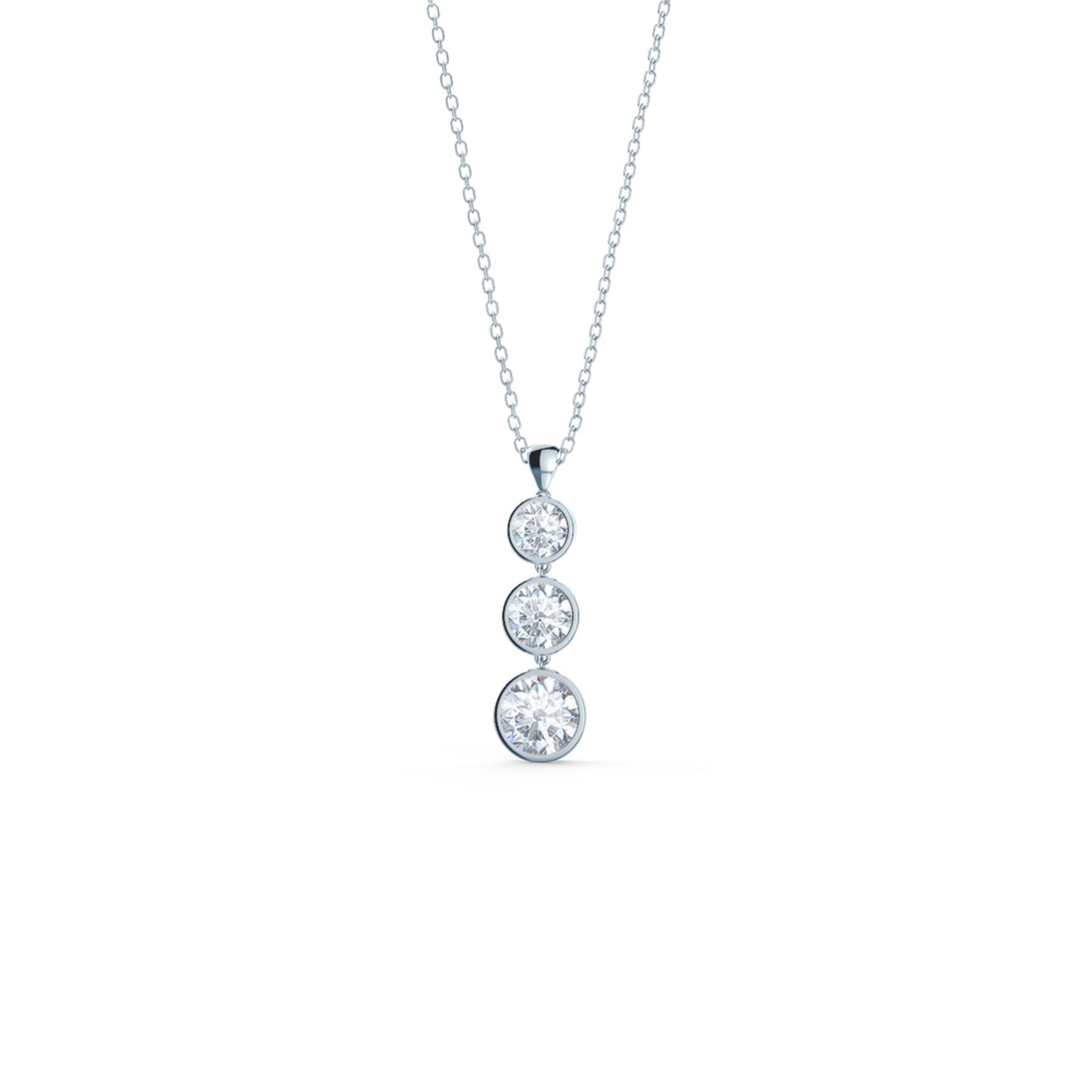 Triple Bezel Necklace with 0.60 TCW Round Cut Moissanite
