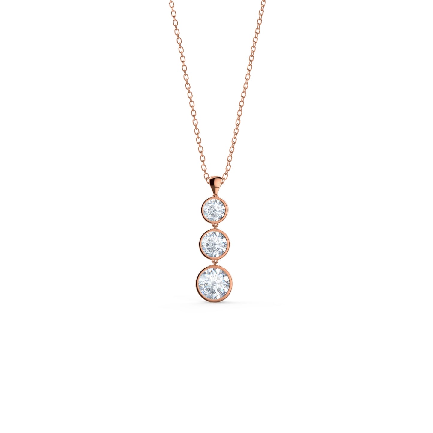 Triple Bezel Necklace with 0.60 TCW Round Cut Moissanite