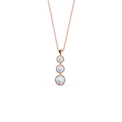 Triple Bezel Necklace with 0.60 TCW Round Cut Moissanite