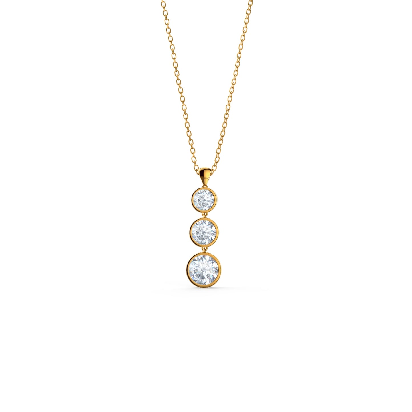 Triple Bezel Necklace with 0.60 TCW Round Cut Moissanite