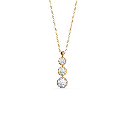 Triple Bezel Necklace with 0.60 TCW Round Cut Moissanite